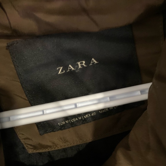 Zara Trafaluc Parka Coat Brown Fur Hood - Picture 9 of 9